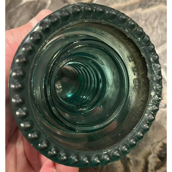 VTG Aqua Blue Glass Insulator Petticoat H.C. Co. Patent 1893 Great Color & Cond. - Picture 6 of 8